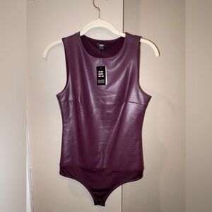 Express Faux Leather bodysuit - Deep Purple